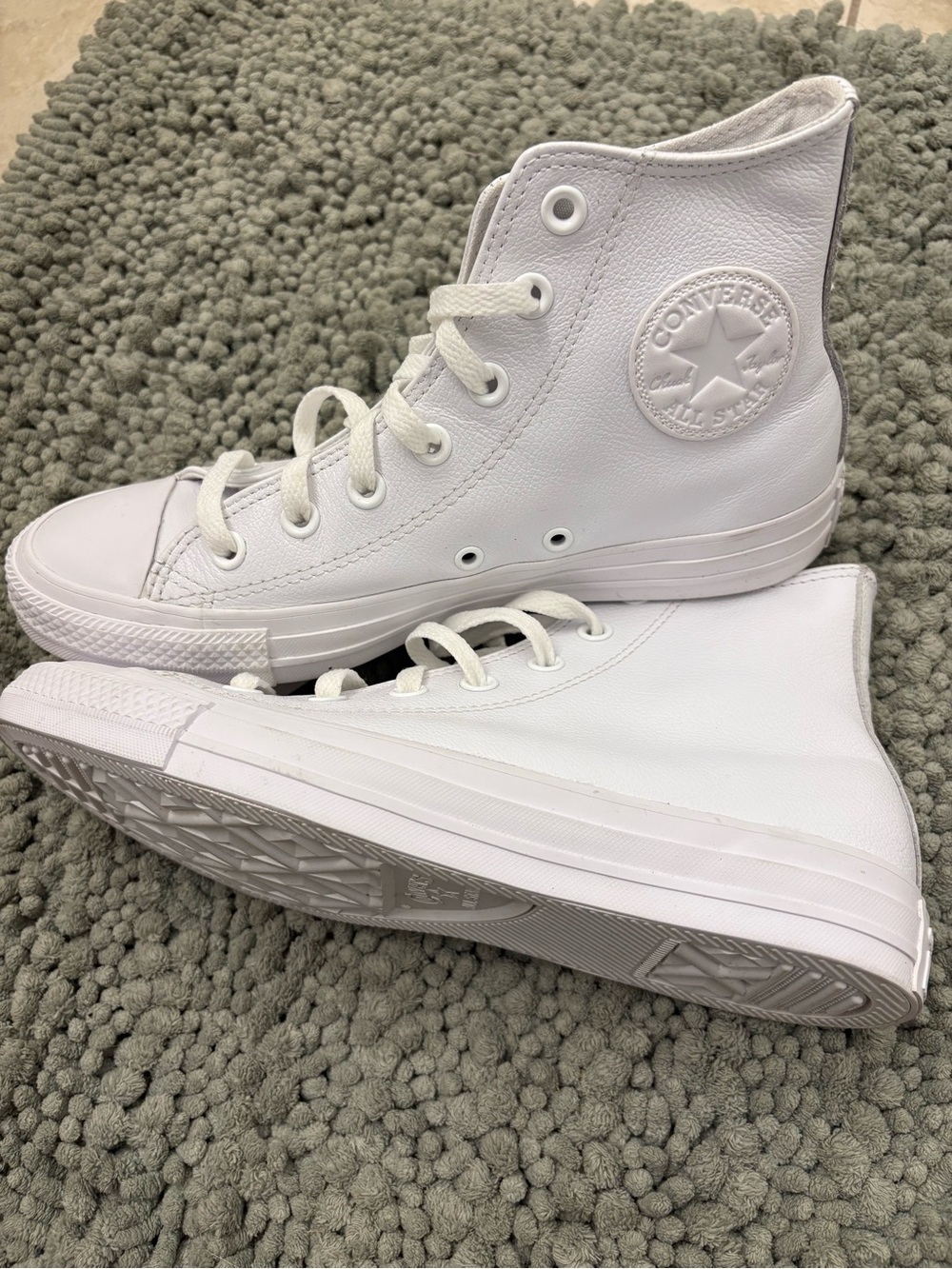 Converse - White Leather high top.